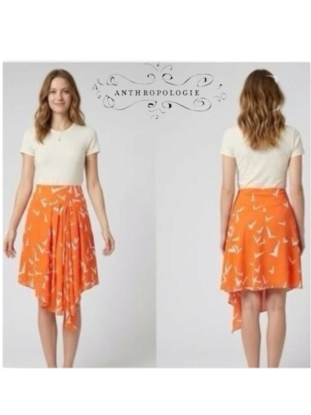 Anthropologie by Leifsdottir Scattered Wings skirt in orange size 0